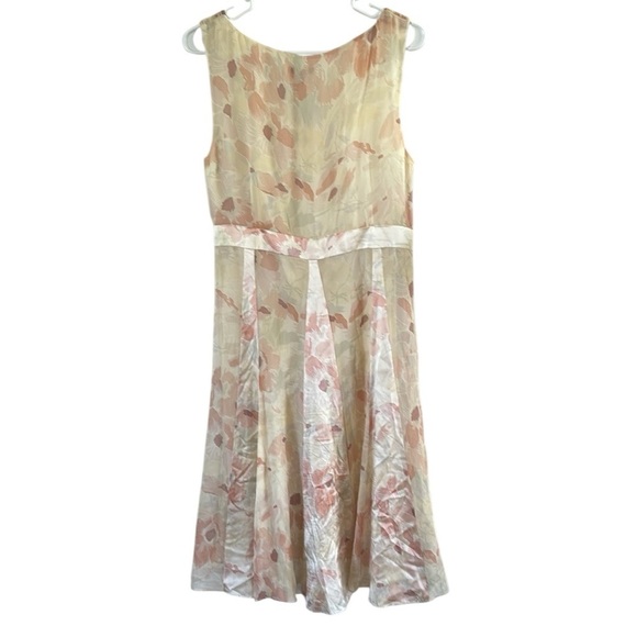 Ann Taylor Pink Ivory Floral Silk Dress Y2K size 10 Fairy Whimsical - Picture 3 of 6